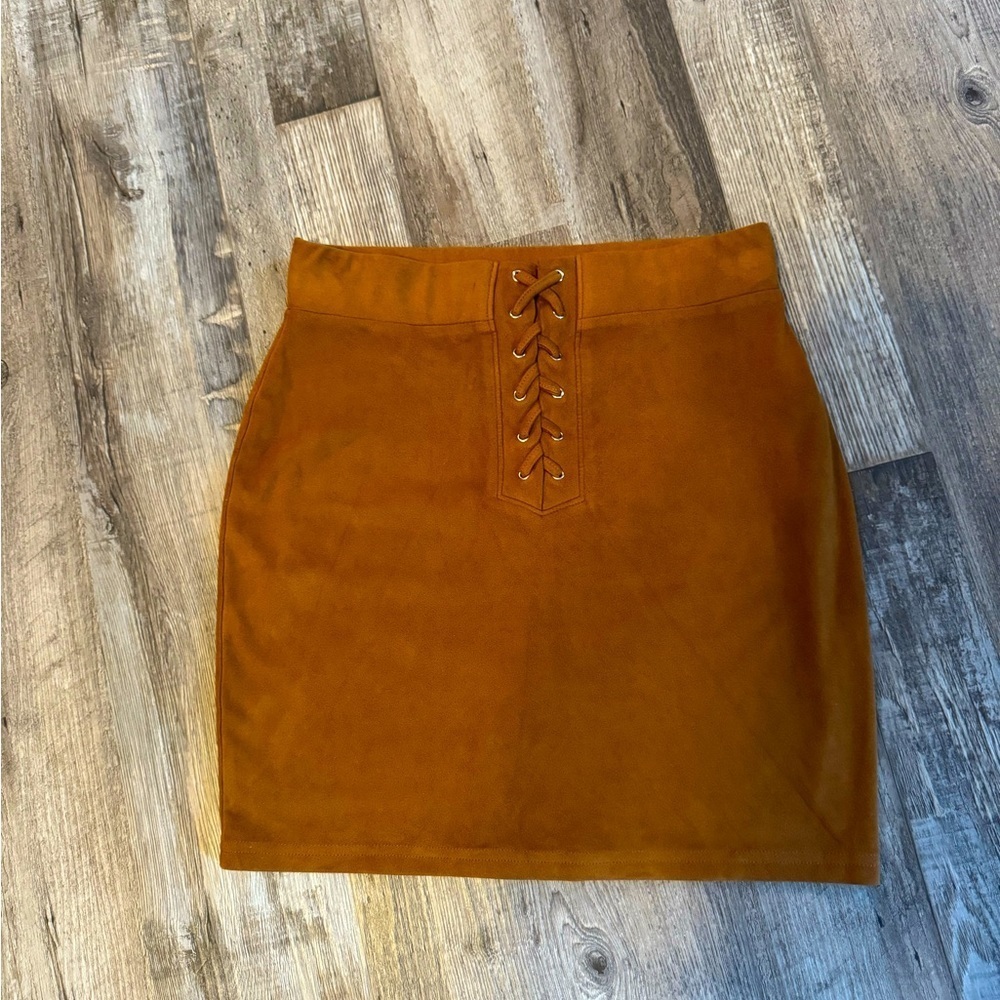 Faux suede look mini skirt